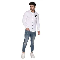 Stylish White Cotton Blend Long Sleeves Regular Fit Casual Shirt For Men-thumb3