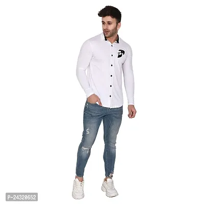 Stylish White Cotton Blend Long Sleeves Regular Fit Casual Shirt For Men-thumb4