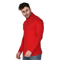 Stylish Red Cotton Blend Long Sleeves Solid T-Shirt For Men-thumb2