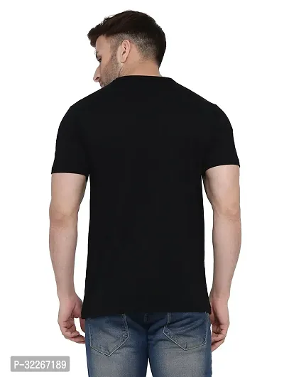 Stylish Cotton Blend Black Solid Tees For Men-thumb2