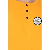 Stylish Yellow Cotton Blend Sleeveless Solid T-Shirt For Men-thumb4