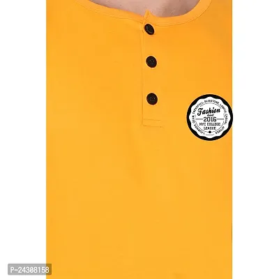 Stylish Yellow Cotton Blend Sleeveless Solid T-Shirt For Men-thumb5