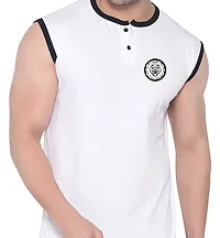 Stylish Cotton Blend White Solid Tees For Men-thumb4