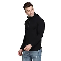 Stylish Black Cotton Blend Solid Long Sleeves Hoodies For Men-thumb2