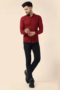 Stylish Maroon Cotton Blend Long Sleeves Regular Fit Casual Shirt For Men-thumb4