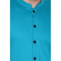 Stylish Turquoise Cotton Blend Short Sleeves Regular Fit Casual Shirt For Men-thumb3