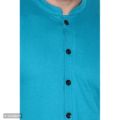 Stylish Turquoise Cotton Blend Short Sleeves Regular Fit Casual Shirt For Men-thumb4