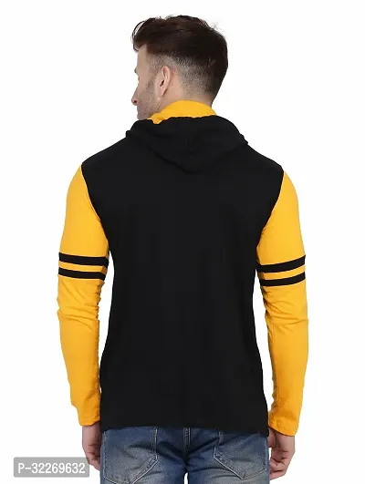 Stylish Multicoloured Cotton Blend Hooded Tees For Men-thumb2