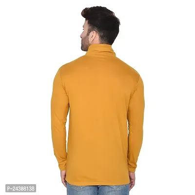 Stylish Golden Cotton Blend Long Sleeves Solid T-Shirt For Men-thumb2