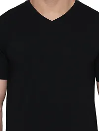 Stylish Cotton Blend Black Solid Tees For Men-thumb3