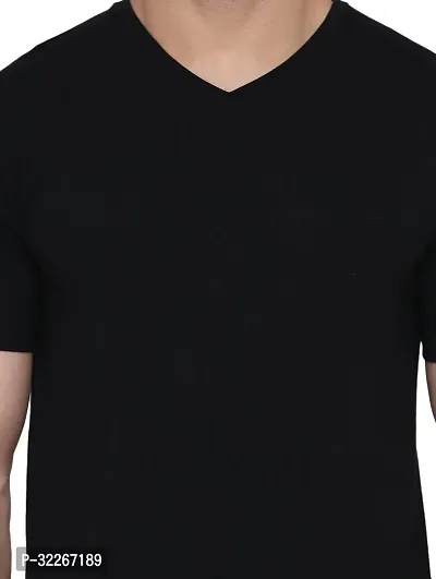 Stylish Cotton Blend Black Solid Tees For Men-thumb4