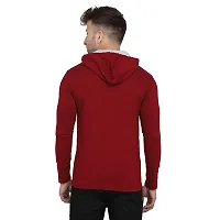 Stylish Maroon Cotton Blend Solid Long Sleeves Hoodies For Men-thumb1