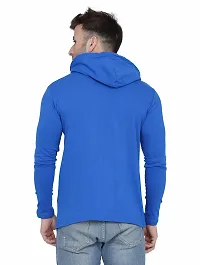 Trendy Blue Cotton Blend Solid Hoodies For Men-thumb1