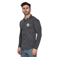 Stylish Grey Cotton Blend Long Sleeves Regular Fit Casual Shirt For Men-thumb2