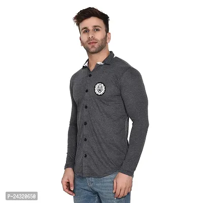 Stylish Grey Cotton Blend Long Sleeves Regular Fit Casual Shirt For Men-thumb3