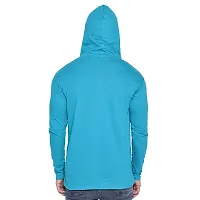 Trendy Turquoise Cotton Blend Solid Hoodies For Men-thumb1