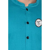 Stylish Turquoise Cotton Blend Long Sleeves Regular Fit Casual Shirt For Men-thumb4