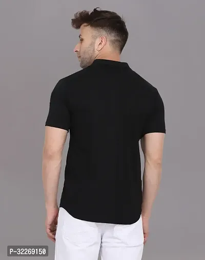 Stylish Black Cotton Blend Solid Short Sleeves Shirt For Men-thumb2