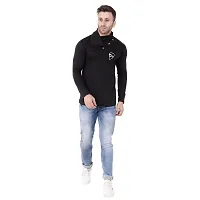 Stylish Black Cotton Blend Long Sleeves Solid T-Shirt For Men-thumb3