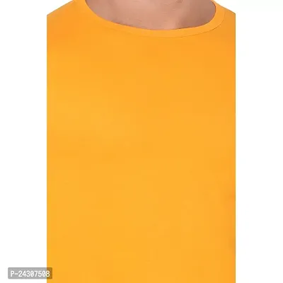 Stylish Yellow Cotton Blend Long Sleeves Solid T-Shirt For Men-thumb5