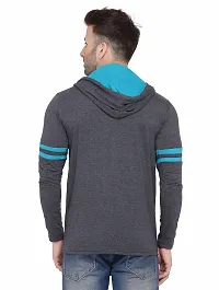 Stylish Grey Cotton Blend Hooded Tees For Men-thumb1