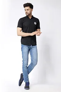 Stylish Black Cotton Blend Short Sleeves Regular Fit Casual Shirt For Men-thumb4