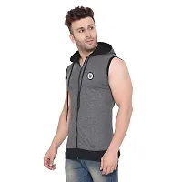 Stylish Cotton Blend Grey Solid Tees For Men-thumb2