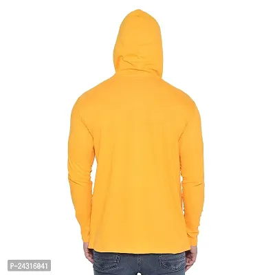 Trendy Yellow Cotton Blend Solid Hoodies For Men-thumb2