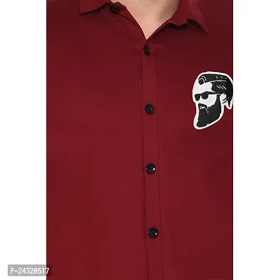 Stylish Maroon Cotton Blend Short Sleeves Regular Fit Casual Shirt For Men-thumb5