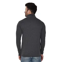 Stylish Grey Cotton Blend Long Sleeves Solid T-Shirt For Men-thumb1