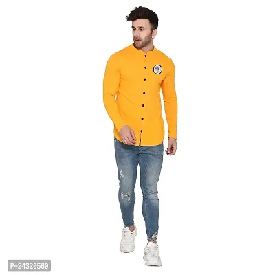 Stylish Yellow Cotton Blend Long Sleeves Regular Fit Casual Shirt For Men-thumb4