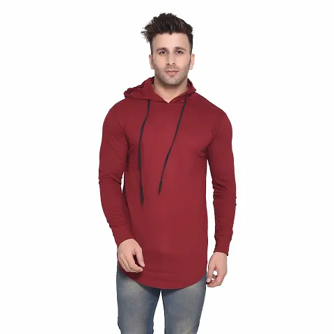 Stylish Blend Solid Long Sleeves Hoodies For Men