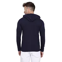 Stylish Navy Blue Cotton Blend Solid Long Sleeves Hoodies For Men-thumb1