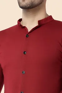 Stylish Maroon Cotton Blend Long Sleeves Regular Fit Casual Shirt For Men-thumb3