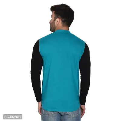 Stylish Turquoise Cotton Blend Long Sleeves Regular Fit Casual Shirt For Men-thumb2