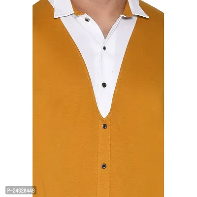 Stylish Mustard Cotton Blend Long Sleeves Regular Fit Casual Shirt For Men-thumb4