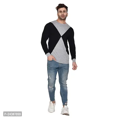 Stylish Multicoloured Cotton Blend Long Sleeves Solid T-Shirt For Men-thumb4