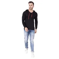 Stylish Black Cotton Blend Solid Long Sleeves Hoodies For Men-thumb3