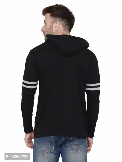 Stylish Black Cotton Blend Solid Long Sleeves Hoodies For Men-thumb2