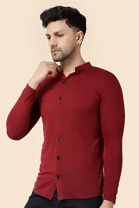 Stylish Maroon Cotton Blend Long Sleeves Regular Fit Casual Shirt For Men-thumb2