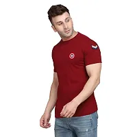 Stylish Maroon Cotton Blend Short Sleeves Solid T-Shirt For Men-thumb2