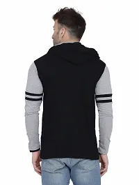 Stylish Multicoloured Cotton Blend Hooded Tees For Men-thumb1