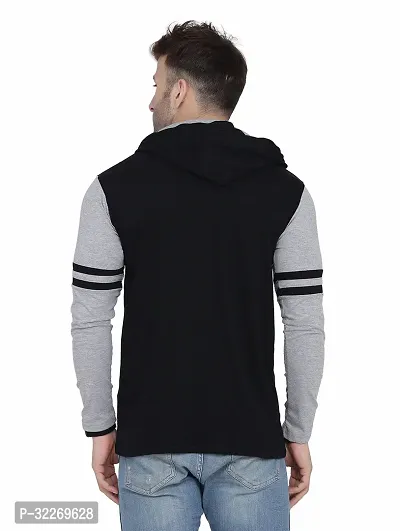 Stylish Multicoloured Cotton Blend Hooded Tees For Men-thumb2