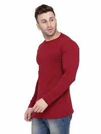 Stylish Cotton Blend Maroon Solid Tees For Men-thumb2