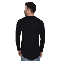 Stylish Black Cotton Blend Long Sleeves Solid T-Shirt For Men-thumb1