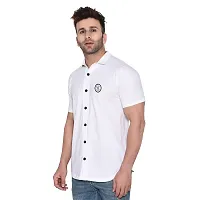 Stylish White Cotton Blend Solid Short Sleeves Shirt For Men-thumb2