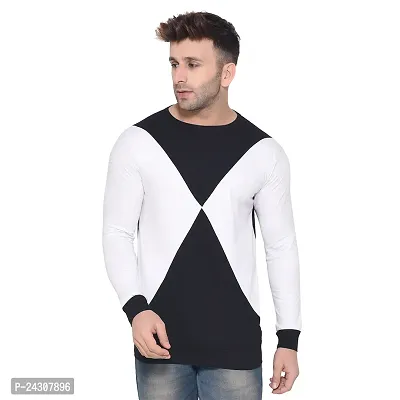 Stylish Multicoloured Cotton Blend Long Sleeves Solid T-Shirt For Men-thumb0