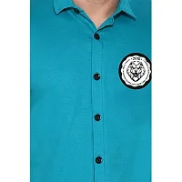 Stylish Turquoise Cotton Blend Short Sleeves Regular Fit Casual Shirt For Men-thumb4