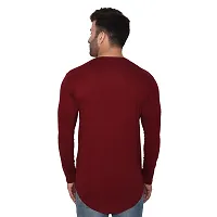 Stylish Maroon Cotton Blend Long Sleeves Solid T-Shirt For Men-thumb1