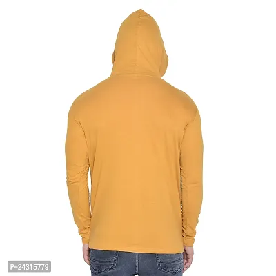 Trendy Golden Cotton Blend Solid Hoodies For Men-thumb2